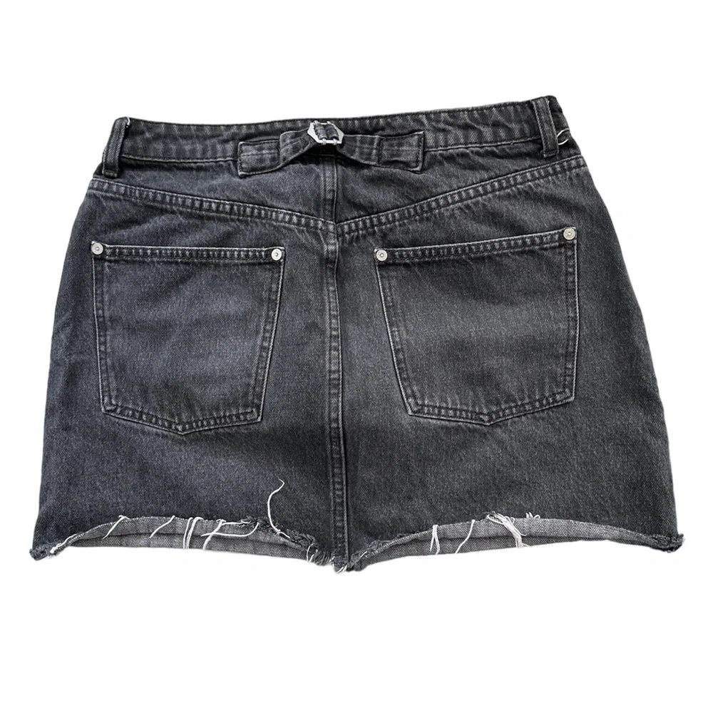 Free People We the Free Black Denim Jean Mini Skirt Size 30 Cotton